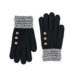 Black Ultra Soft Button Gloves – cozy knit gloves with elegant button detail and soft-touch fabric for warmth and style, available at Be Charmed
