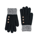 Black Ultra Soft Button Gloves – cozy knit gloves with elegant button detail and soft-touch fabric for warmth and style, available at Be Charmed