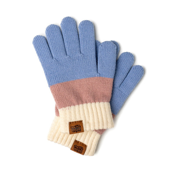Blue Kid’s Gloves – cozy and stretchy knit gloves with snug fit and full finger coverage to keep children’s hands warm and protected, available at Be Charmed