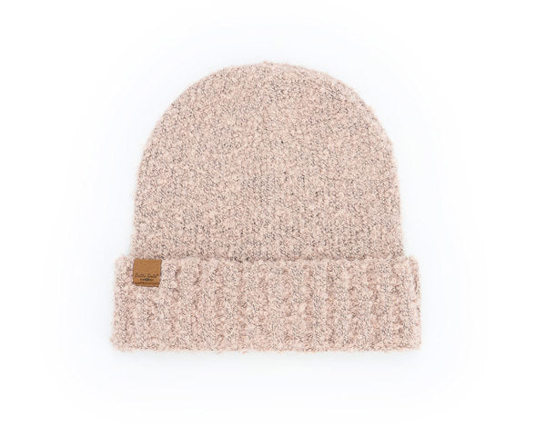 Blush Common Good Recycled Hat – eco-friendly knit beanie made from recycled materials, soft, warm, and sustainably stylish, available at Be Charmed