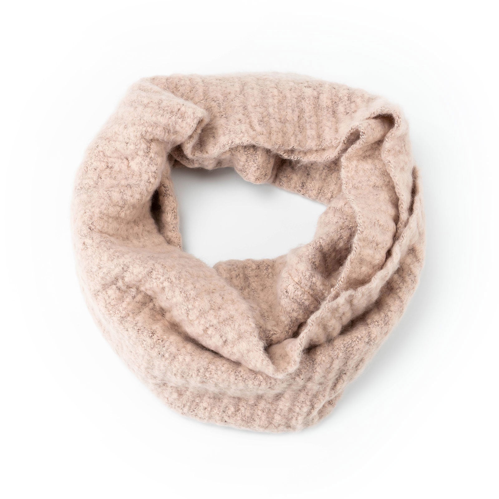 Blush Common Good Recycled Infinity Scarf – soft, loop-style winter scarf made from recycled materials, stylish and eco-friendly, available at Be Charmed
