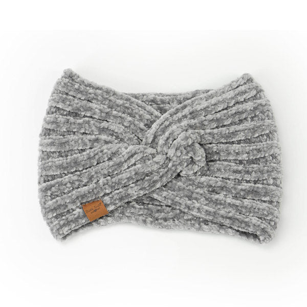 Gray Beyond Soft Chenille Headwarmer – plush chenille knit headband with ultra-soft texture, warm and stylish for cold days, available at Be Charmed