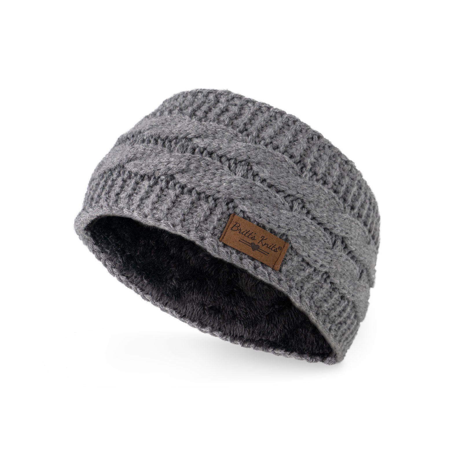 Gray Headwarmer – soft knit winter headband designed to keep ears warm with a stylish, snug fit and minimal bulk, available at Be Charmed