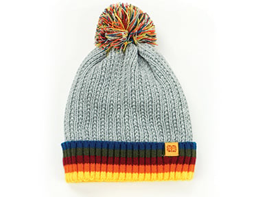 Gray Kid’s Plush Pom Beanie – soft knit winter hat with oversized plush pom and snug fit, designed for warmth and cuteness, available at Be Charmed