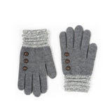 GrayUltra Soft Button Gloves – cozy knit gloves with elegant button detail and soft-touch fabric for warmth and style, available at Be Charmed