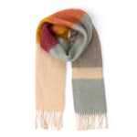 Ivory Barcelona Blanket Scarf – oversized, ultra-soft scarf with classic plaid design for layering or travel, adds warmth and style, available at Be Charmed