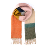 Orange Barcelona Blanket Scarf – oversized, ultra-soft scarf with classic plaid design for layering or travel, adds warmth and style, available at Be Charmed