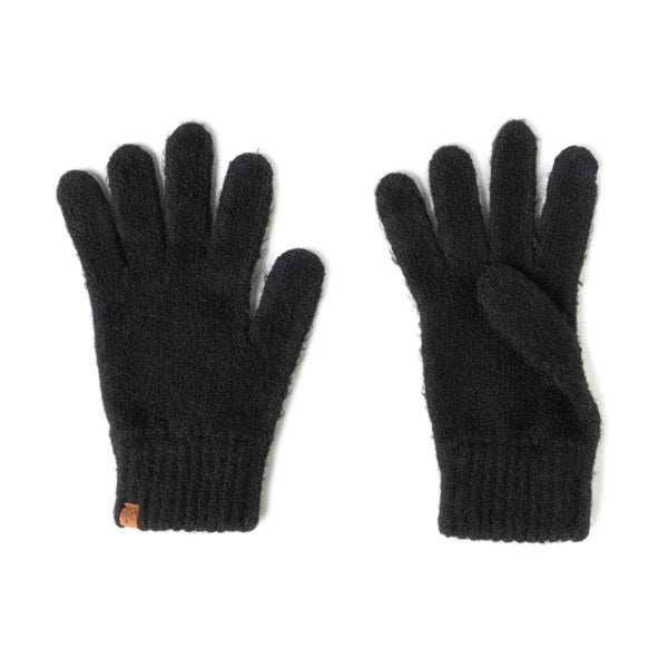 Pair of black gloves on a white background. Available at Be Charme