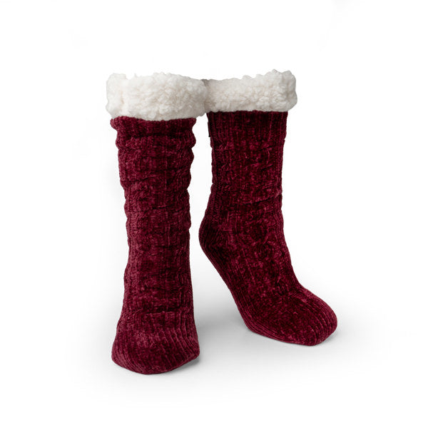 Wine Beyond Soft Slipper Socks – plush, cozy socks with non-slip grips and ultra-soft texture for lounging or cold nights, available at Be Charmed