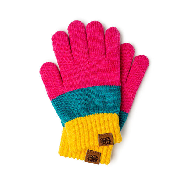 Yellow Kid’s Gloves – cozy and stretchy knit gloves with snug fit and full finger coverage to keep children’s hands warm and protected, available at Be Charmed
