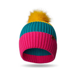 Yellow Kid’s Pom Hat – soft knit winter hat with fluffy pom and ribbed cuff, designed for warmth and comfort in cold weather, available at Be Charmed