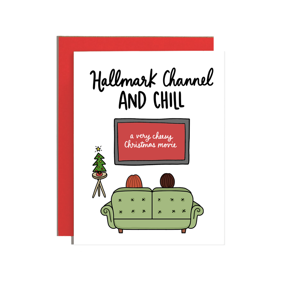 Brittany Paige Hallmark & Chill Holiday Card features playful “Hallmark & Chill” message with festive design, available at Be Charmed.