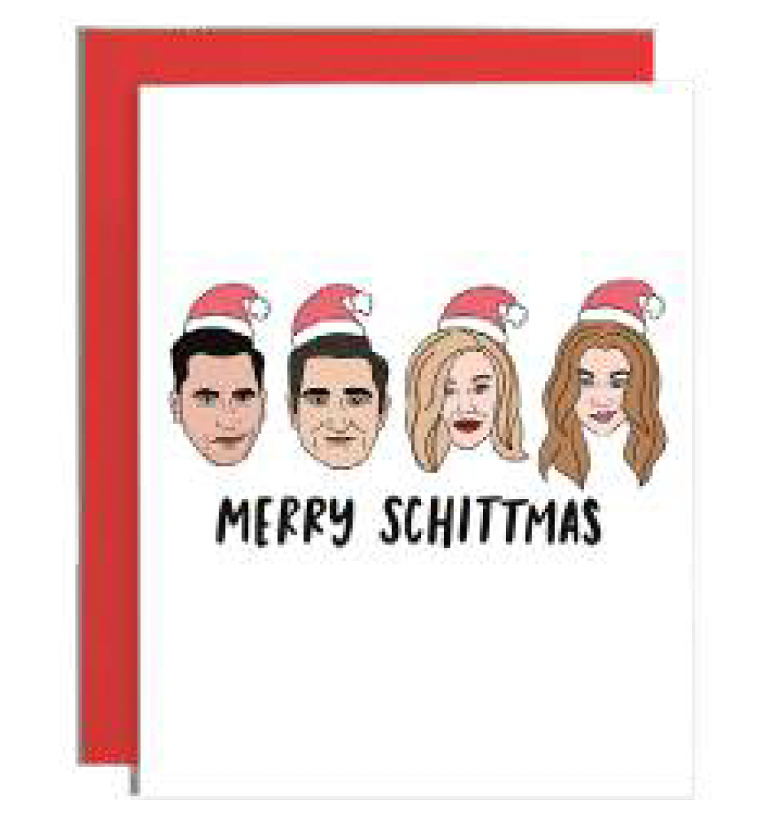 Brittany Paige Merry Schittmas holiday card with witty text and festive design, available at Be Charmed.