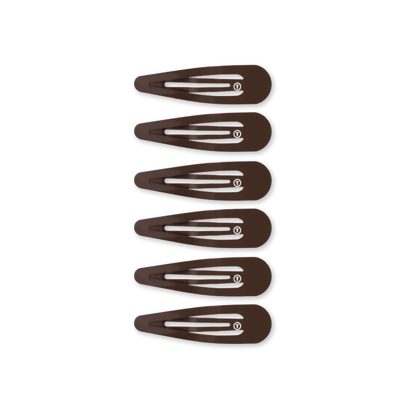 Brown Teleties Snap Clip hair clip—seamless, snag‑free strong hold, available at Be Charmed.