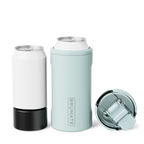 Brumate Blue Agavecan cooler with two cans on a white background. Available at Be Charme