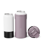 Purple can cooler with a black base and clear lid on a white background. Available at Be Charmed