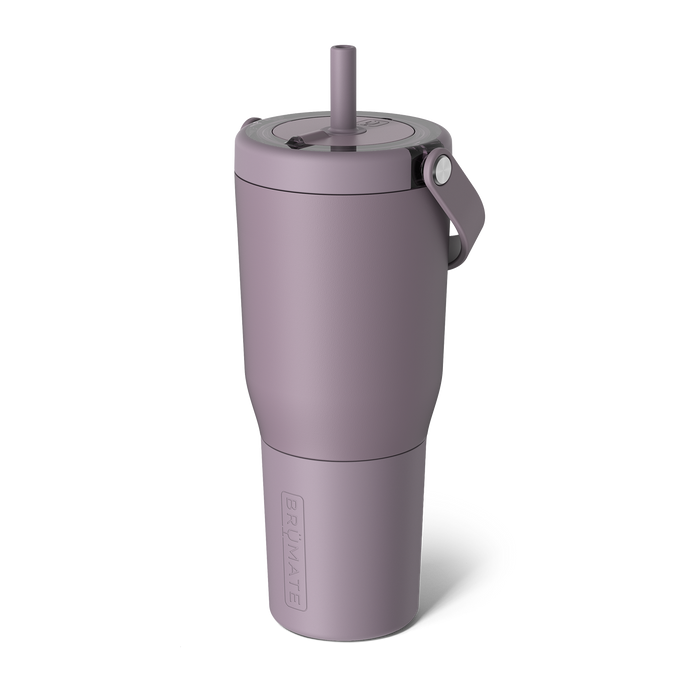 Purple Brumate Resa tumbler with a straw lid on a white background. Available at Be Charmed