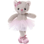 Bukowski Bears Plush cat toy with a pink bow, tutu, and ballet shoes on a white background. Available at Be Charmed