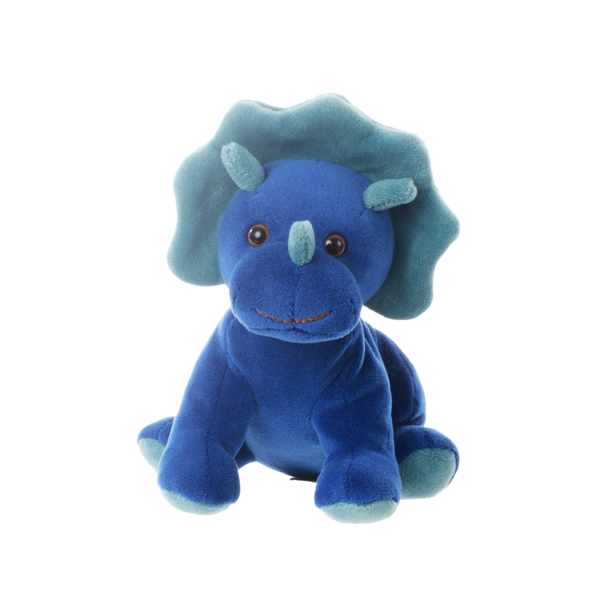 Baby Tricey 6" plush blue triceratops by Bukowski Bears, soft and huggable design, ideal for gifting, available at Be Charmed.
