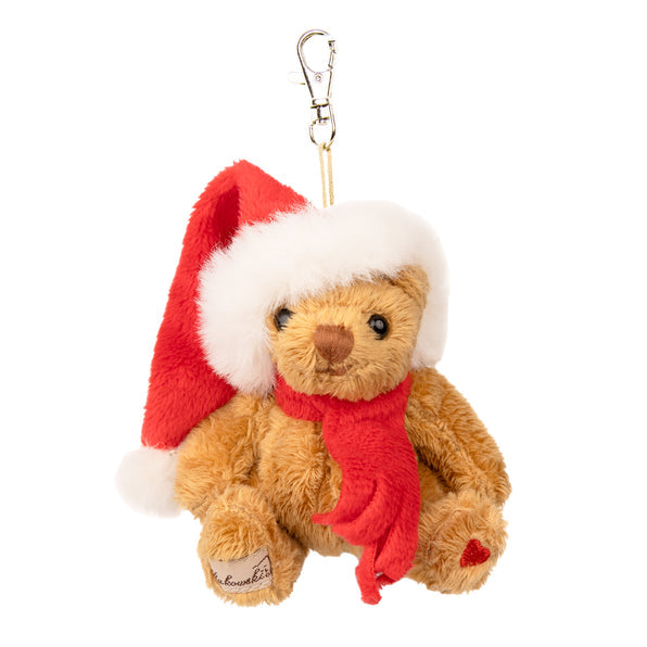 Brown Bukowski Bernard Bag Charm – Soft plush teddy bear keychain with clip attachment, perfect for bags and accessories. Available at Be Charmed.