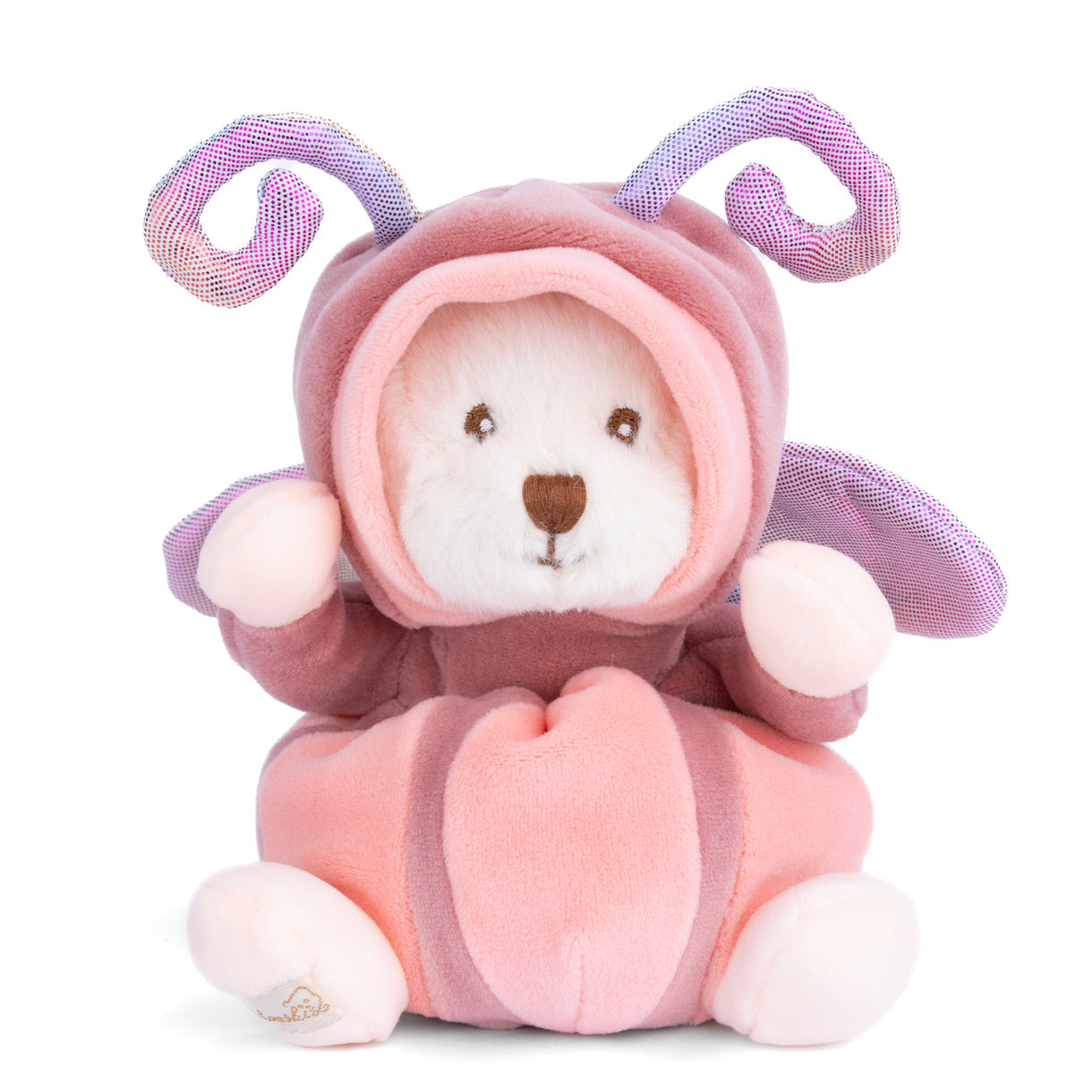 Rose Ziggy Butterfly plush bear by Bukowski Bears, soft pink and butterfly wings, ultra-cuddly gift toy, available at Be Charmed.