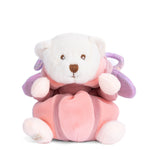 Hood down Rose Ziggy Butterfly plush bear by Bukowski Bears, soft pink and butterfly wings, ultra-cuddly gift toy, available at Be Charmed.