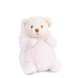 Hood down Ziggy Unicorn 6" plush bear by Bukowski Bears, dressed in a pastel unicorn costume with a shimmering pink horn, available at Be Charmed.