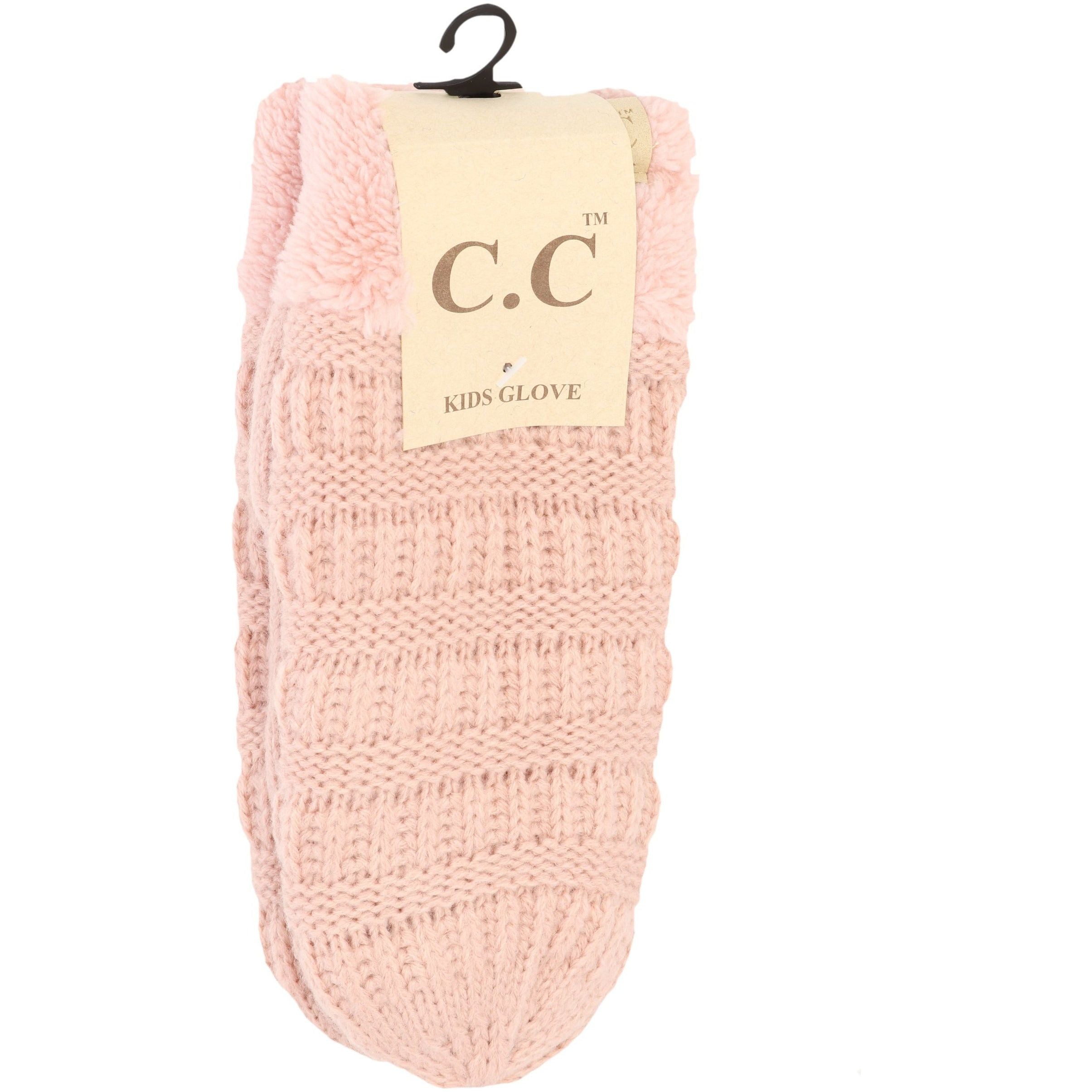 Indie Pink Kids Solid Fuzzy Mitten by C.C Beanie—soft, fluffy pink mittens for children, warm and comfortable for cold weather, available at Be Charmed.