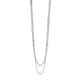 A delicate artisan-crafted Silver/Pink beaded layering chain necklace from the CAI jewelry collection, available at Be Charmed.