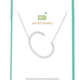 C Silver Initial Necklace by CAI, 16" chain with 2" extension, featuring a sleek silver-plated initial pendant, available at Be Charmed.