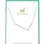 L Silver Initial Necklace by CAI, 16" chain with 2" extension, featuring a sleek silver-plated initial pendant, available at Be Charmed.