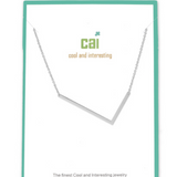 L Silver Initial Necklace by CAI, 16" chain with 2" extension, featuring a sleek silver-plated initial pendant, available at Be Charmed.