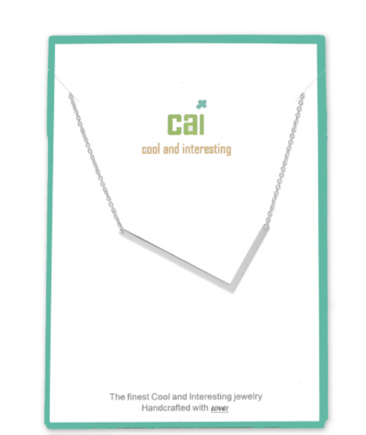 L Silver Initial Necklace by CAI, 16" chain with 2" extension, featuring a sleek silver-plated initial pendant, available at Be Charmed.