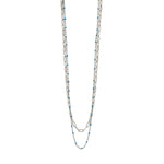 Silver Turquoise Bead Layering Necklace by CAI—a delicate silver chain layered with soft turquoise beads, lightweight and elegant, available at Be Charmed.