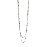 Silver Turquoise Bead Layering Necklace by CAI—a delicate silver chain layered with soft turquoise beads, lightweight and elegant, available at Be Charmed.