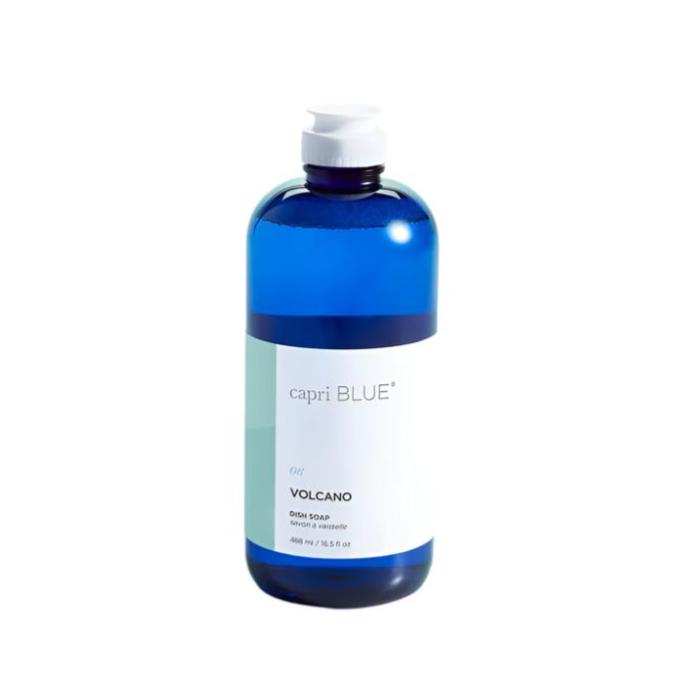 Volcano Dish Soap – premium cleaning soap with Capri Blue’s iconic tropical citrus scent and stylish bottle design, perfect for kitchen use, available at Be Charmed