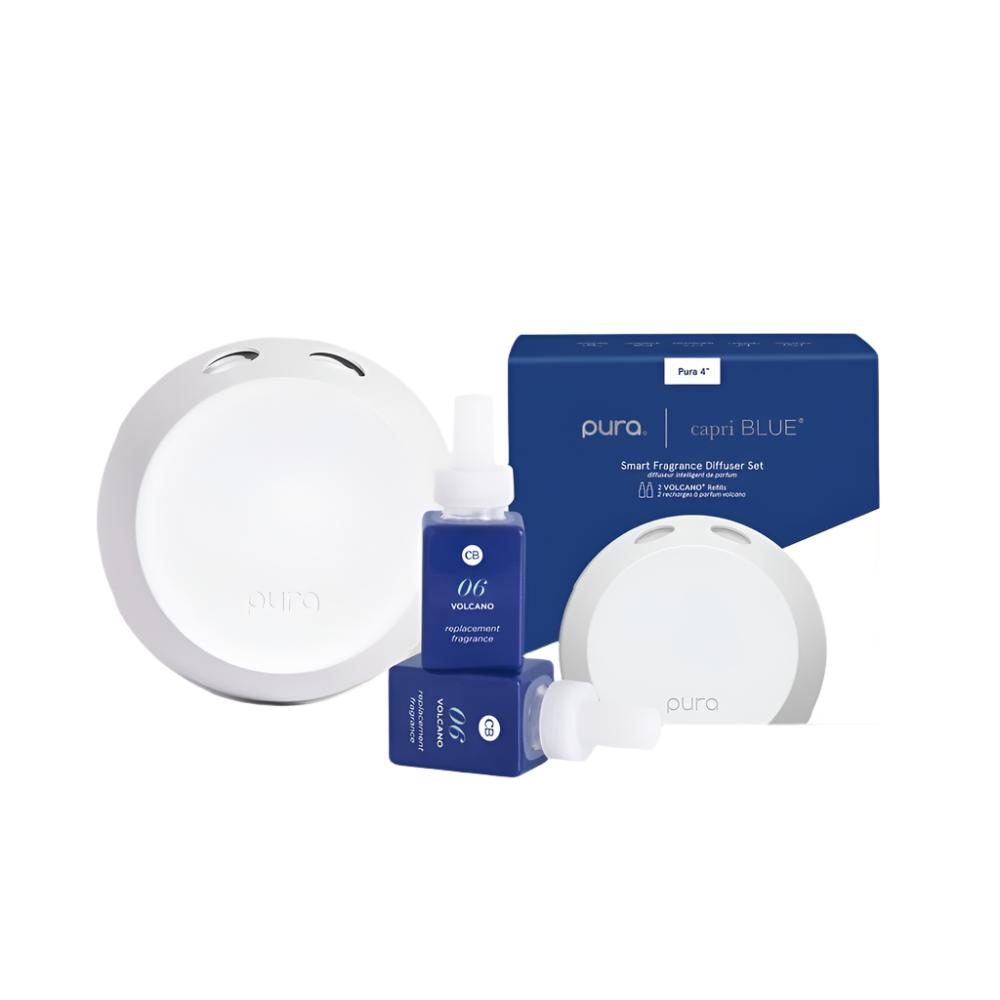 Volcano Pura Smart Home Diffuser Kit – smart app-controlled diffuser with Capri Blue’s signature tropical citrus scent for effortless home fragrance, available at Be Charmed