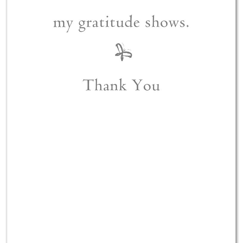 Inside of Thank You Card – cute dog holding a bouquet of flowers with a sweet thank you message, perfect for animal lovers and heartfelt thanks, available at Be Charmed