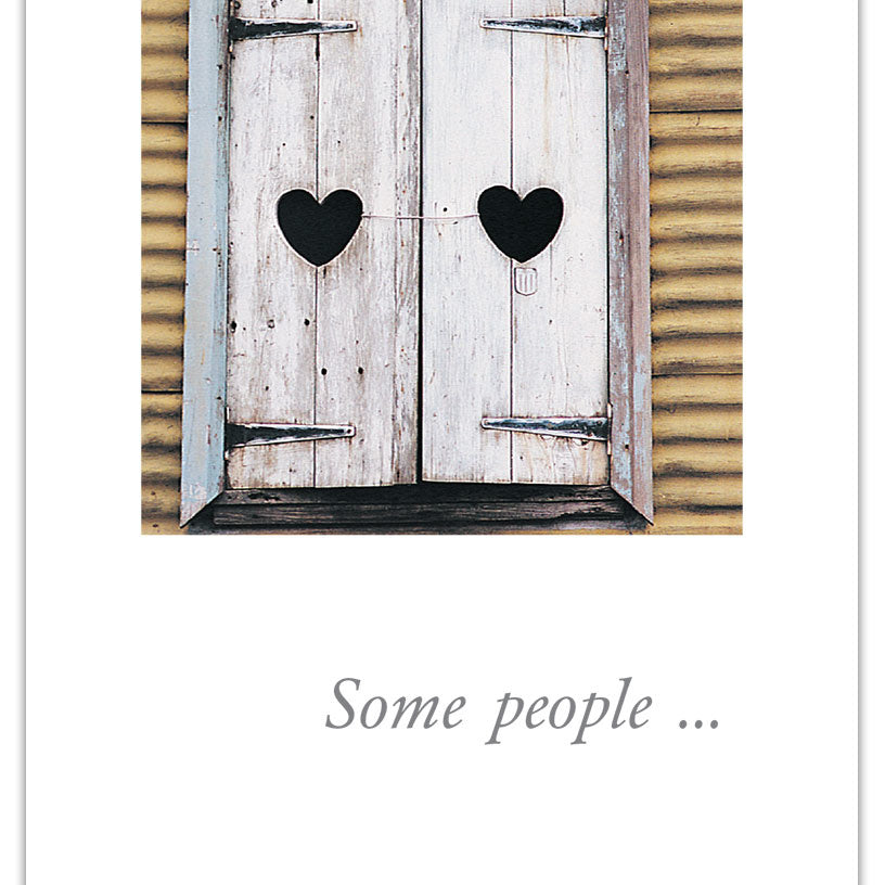 Anniversary Card – elegant greeting card with heart-shaped shutters artwork and heartfelt anniversary sentiment inside, available at Be Charmed