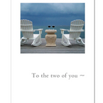 Anniversary Card – elegant illustration of two wine glasses clinking with heartfelt message celebrating lasting love and togetherness, available at Be Charmed