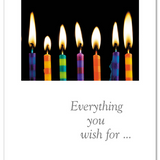 Birthday Card – glowing birthday candles against a dark background with heartfelt message for meaningful celebration, available at Be Charmed