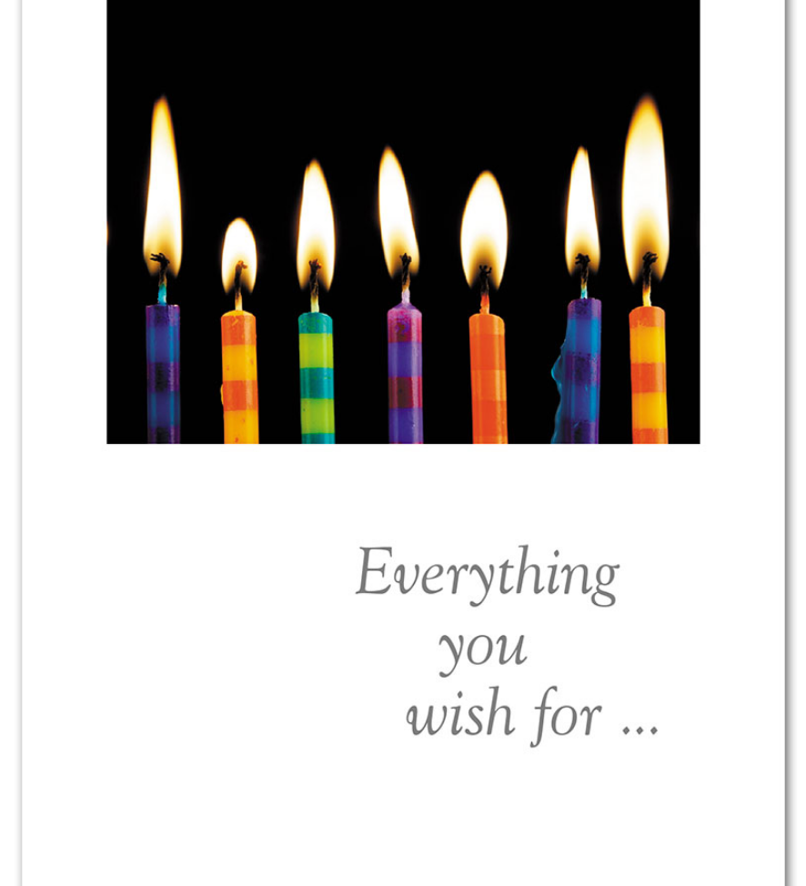 Birthday Card – glowing birthday candles against a dark background with heartfelt message for meaningful celebration, available at Be Charmed