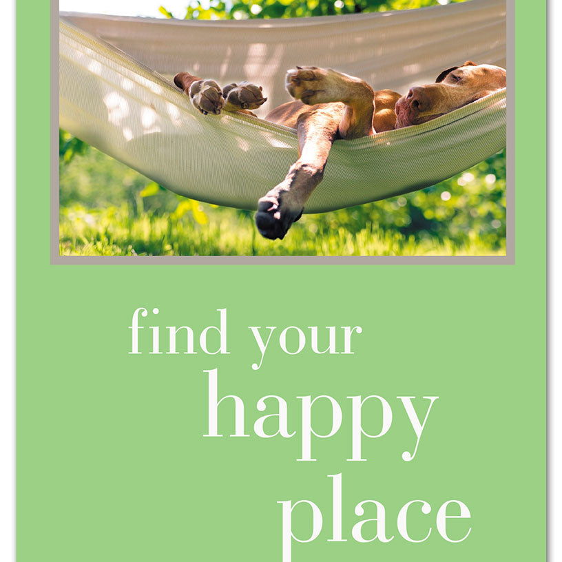 Birthday Card – charming dog napping in a hammock illustration with a relaxed and cheerful birthday message, perfect for animal lovers, available at Be Charmed