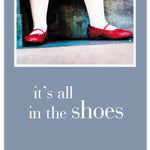 Birthday Card – whimsical ruby slippers illustration with an inspiring birthday message celebrating magic, dreams, and special wishes, available at Be Charmed