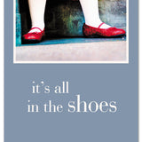 Birthday Card – whimsical ruby slippers illustration with an inspiring birthday message celebrating magic, dreams, and special wishes, available at Be Charmed