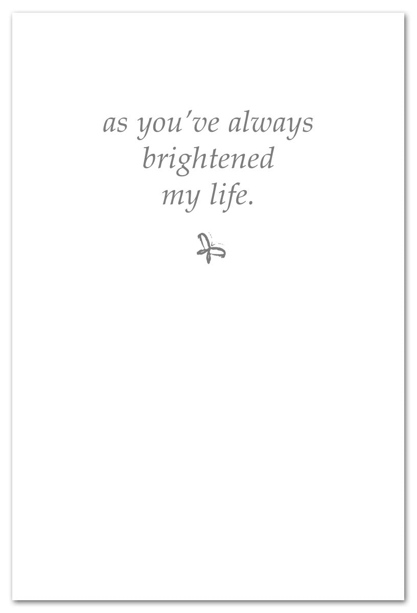 Inside of Greeting Card – delicate butterfly perched on purple hydrangea flowers with a heartfelt and uplifting message, perfect for support or sympathy, available at Be Charmed