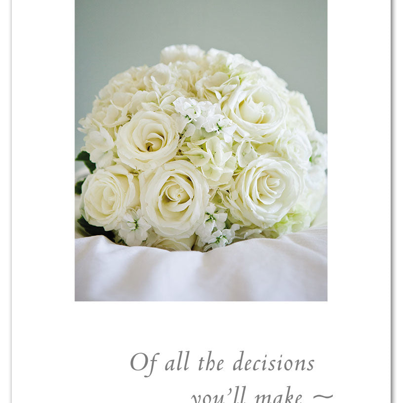 Engagement Card – elegant wedding bouquet illustration with a heartfelt message celebrating love, commitment, and new beginnings, available at Be Charmed