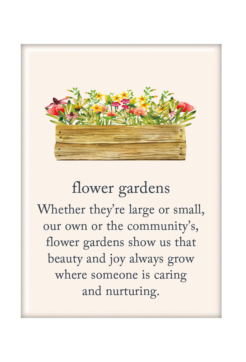 Magnet – vibrant illustration of blooming flower gardens with an uplifting message to bring joy and color to any space, available at Be Charmed