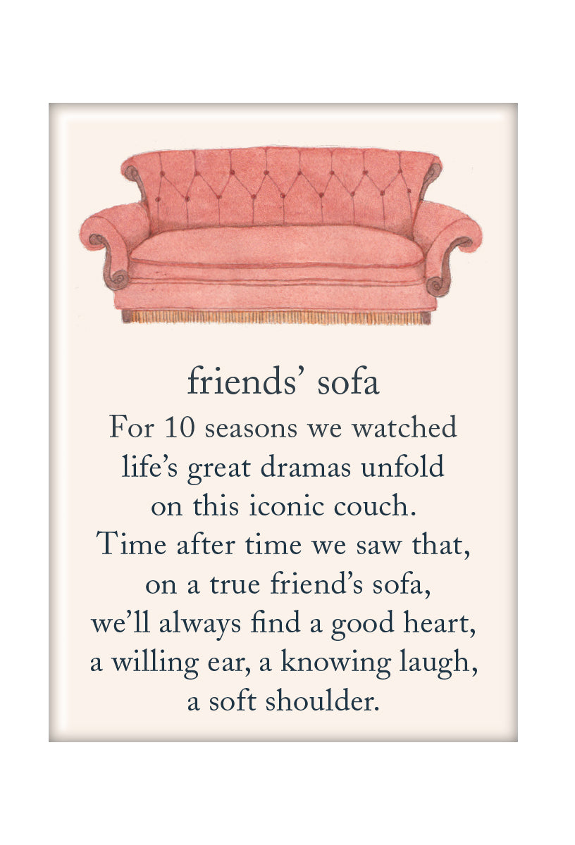 Magnet Friends' Sofa by Cardthartic – detailed 3D foam fridge magnet of the iconic Friends couch, available at Be Charmed for fans and collectors.