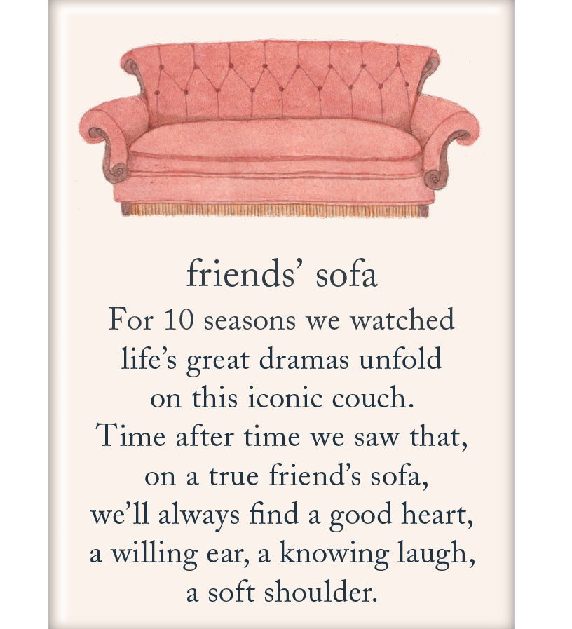 Magnet Friends' Sofa by Cardthartic – detailed 3D foam fridge magnet of the iconic Friends couch, available at Be Charmed for fans and collectors.